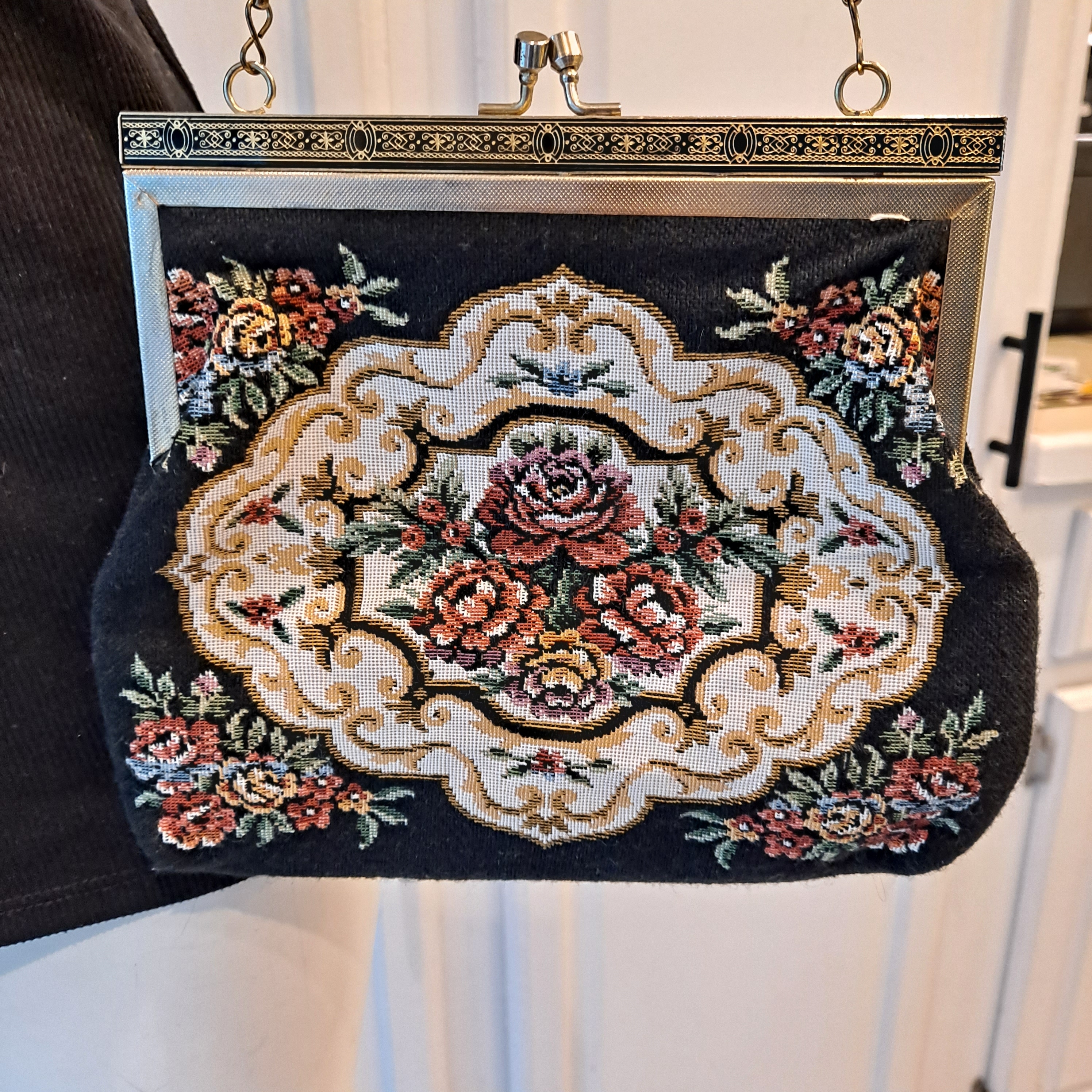 Vintage Floral Tapestry Clutch